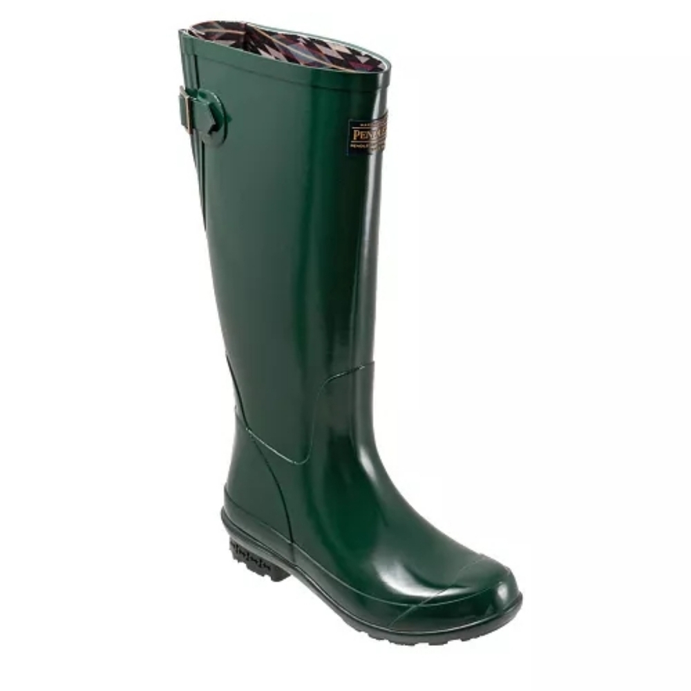 Pendleton Gloss Tall Rain Boots Green 10 NEW NIB